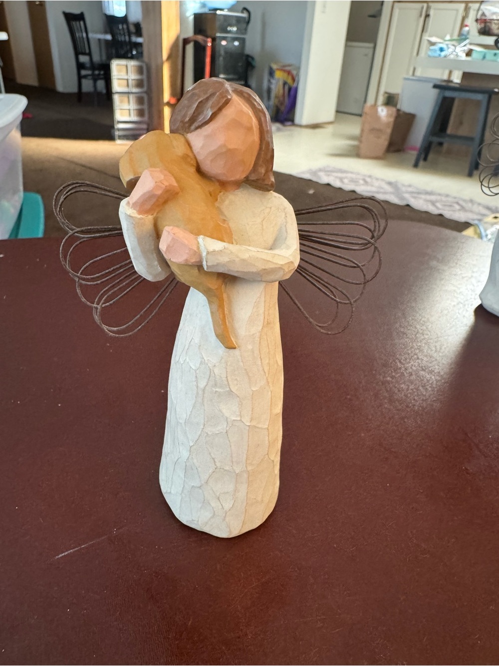 Willow Tree Angel Holding Dog - Cream, Brown, Tan